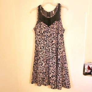 Xhilaration Mesh Neck Leopard Print Skater Dress